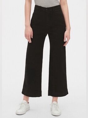 GAP High-Rise Wide-Leg Crop Pants — Black Size 10